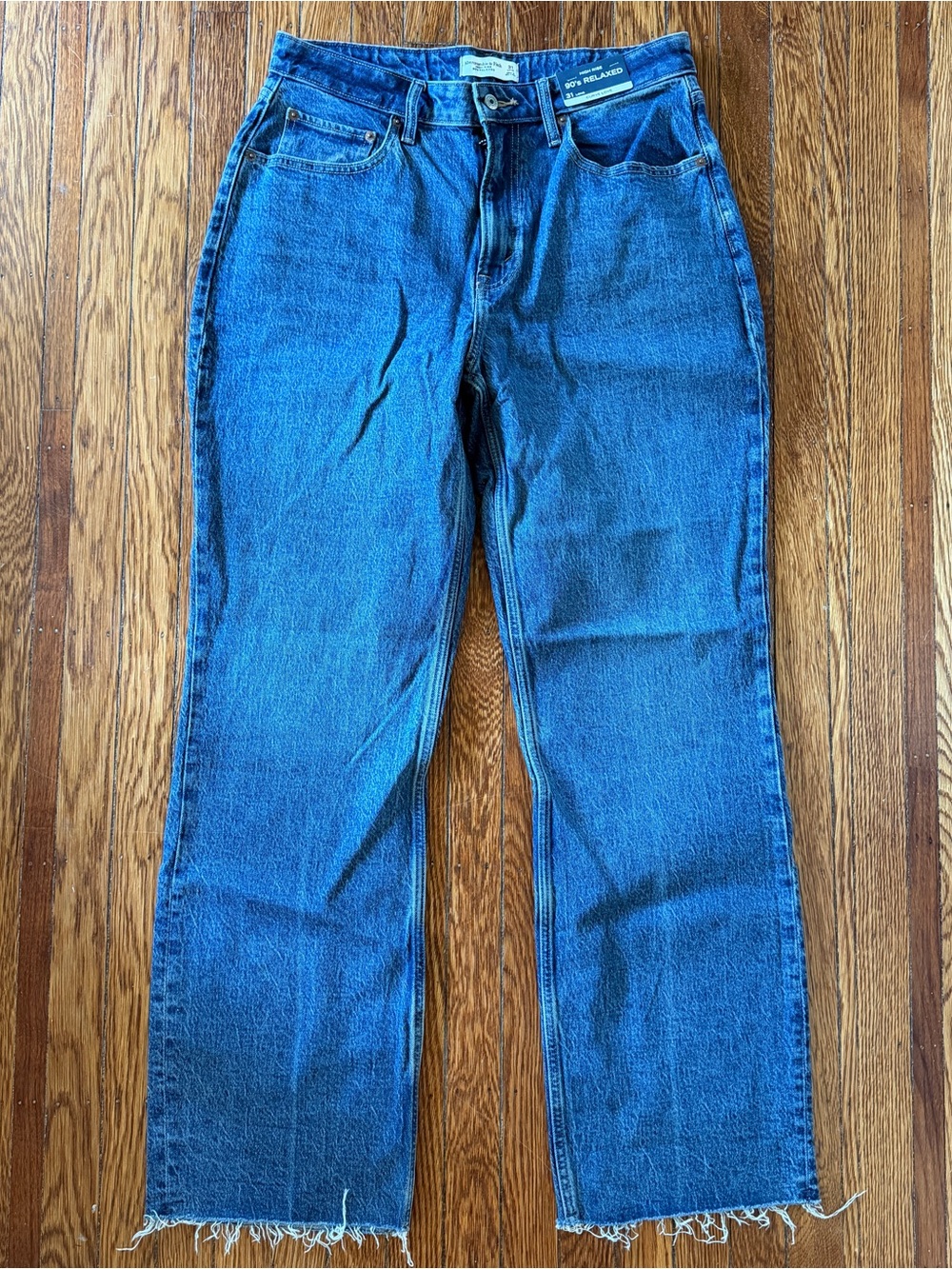 Abercrombie & Fitch High-Rise Straight-Leg Blue Jeans